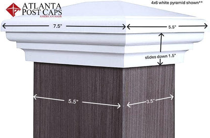 Atlanta Post Caps 4x6 Black Pyramid Cap (3.5" X 5.5" up to 3.75x5.75") - color: Black, size: 4x6 standard (3.5"x5.5")