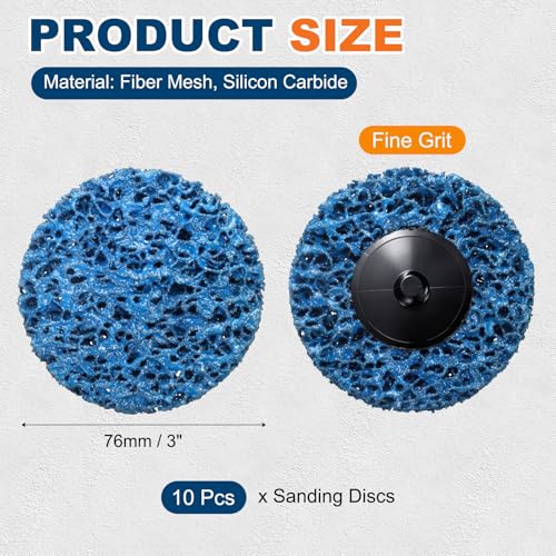 10 Pcs 3" Fine Grit Diamond Quick Change Easy Stripping Discs - size: 3"