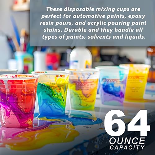 Custom Shop Paint Mixing Cups, 64-Ounce, 12 Pack, Plastic Measuring Cups