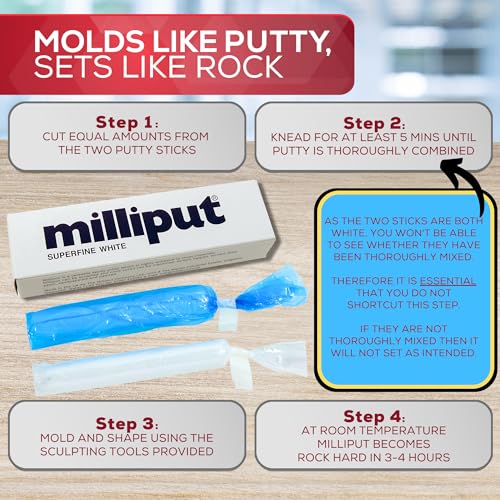 Milliput Superfine White Epoxy Putty 10 Pc Kit - Ceramic & Porcelain Repair