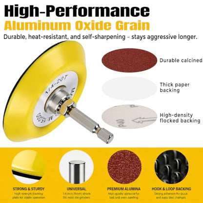 105 PCS 3 Inch Sanding Discs 40 60 80 120 180 220 400 Grit - style: Mix Grit
