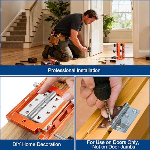 Adjustable Aluminum Alloy Door Hinge Positioning Jig, Door Hinge Template - color: Orange