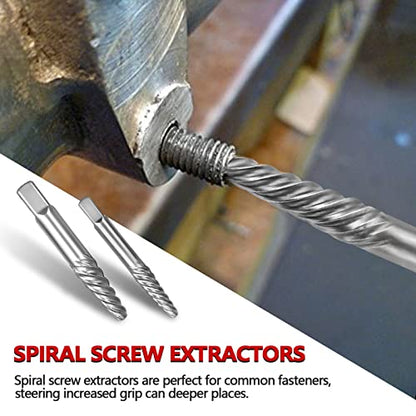 26-Piece Screw & Drill Bit Set, Multi-Spline & Bolt Extractors, Spiral Extractor for Broken Studs & Fittings - color: 26-PIECE