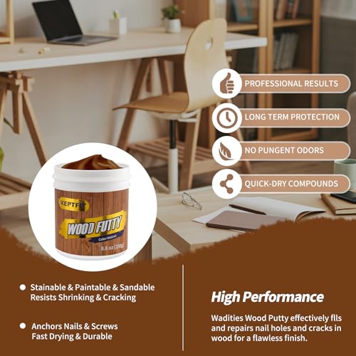 Walnut Wood Filler - 8.8 oz Paintable & Stainable Wood Repair Putty for Furniture - Quick Repair for Broken & Defective - color: Walnut