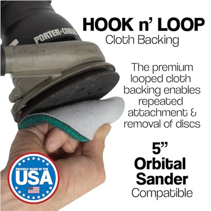 5" Abrasive Pad Hook & Loop Round Non-Woven 240 Grit - 10 Pack (Green) - color: Green, size: 5" Round