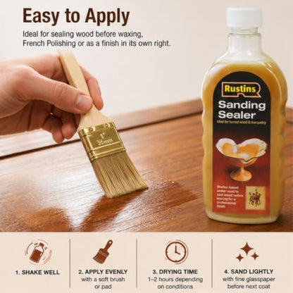 Rustins Sanding Sealer Shellac Indoor Wood Finish 500ml