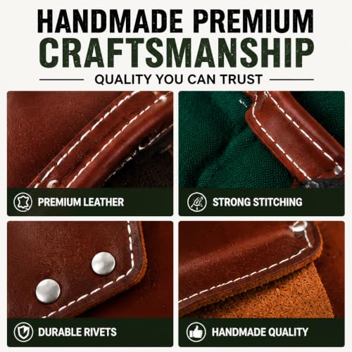 Carpenter Tool Belt with 21 Pocket Tool Pouches - color: Maroon, Green