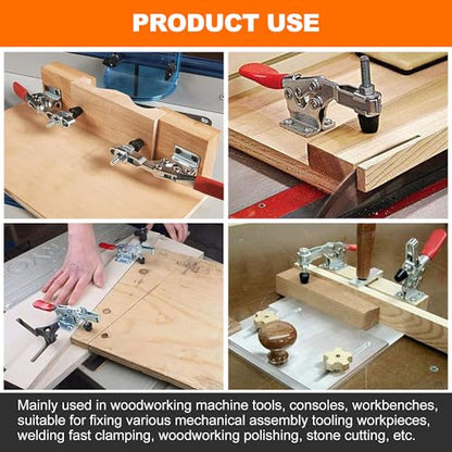 4 Pack Toggle Clamps, Hold Down Clamp 220Lbs Holding Capacity Quick Release Horizontal Clamps 201B with Rubber Pressure Tip for Woodworking Jigs and Fixtures, Welding, Drill Press, Crosscut Sled - size: 4Pack-201B