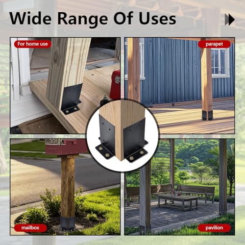 4 Pcs Deck Post Base Bracket,4x4, 4x6, 6x6, 8x8 Adjustable Base Bracket - color: 4x4(4 PACK)