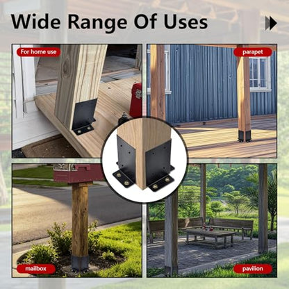 4 Pcs Deck Post Base Bracket,4x4, 4x6, 6x6, 8x8 Adjustable Base Bracket - color: 4x4(4 PACK)