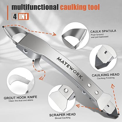 Matework Complete Caulking Tool Kit, 4 in 1 Stainless Steel Caulk Remover - color: Silver
