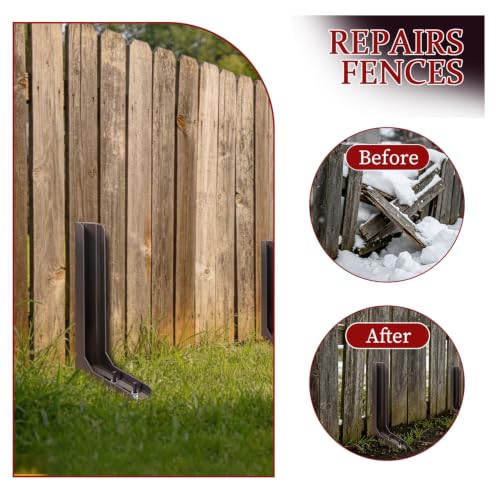 Fence Post Repair Kit Heavy Duty Adjustable Brace for Leaning Wood Posts - color: 1 Pack/Redbrown