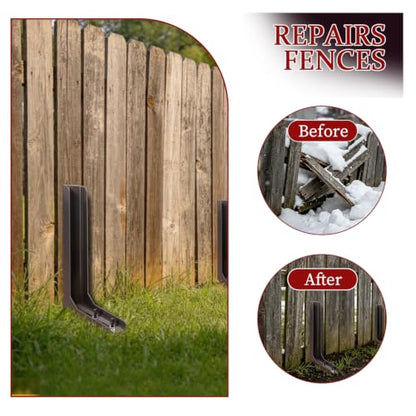 Fence Post Repair Kit Heavy Duty Adjustable Brace for Leaning Wood Posts - color: 1 Pack/Redbrown