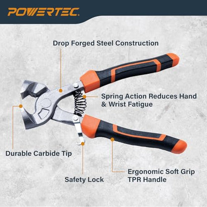 POWERTEC 8 inch Tile Nippers with Ergonomic Grip, for Trimming Tile and Mosaics to Desired Shape on Glass, Ceramic and Porcelain Tile up to 3/8" Thick, 1 Pack (71900) - style: 8 inch Tile Nippers