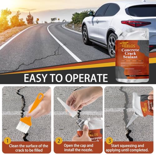 Concrete Crack Filler,2 Pack Cement Crack Sealant, High Elasticity Crack Filler Repair Sealer, Self Leveling Waterproof Caulking Glue Sealing Adhesive for Concrete Driveway, Patio, Sidewalk (Grey) - color: grey