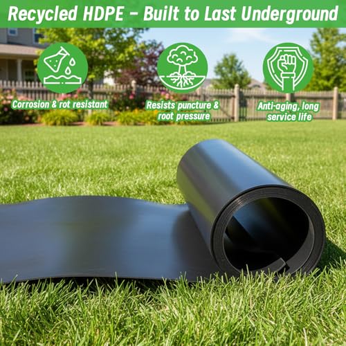 Convivium Tree Root Barrier Roll, 60mil Recycled HDPE Root & Bamboo Barrier for Landscaping, Heavy-Duty Root Blocker for Sidewalks, Driveways & Garden Edging (24in x 15ft x 60mil) - size: 24in x 15ft x 60mil