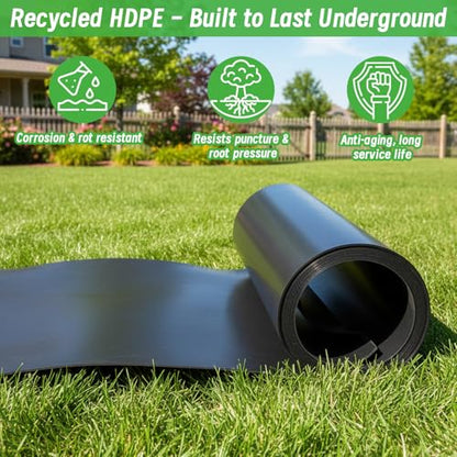 Convivium Tree Root Barrier Roll, 60mil Recycled HDPE Root & Bamboo Barrier for Landscaping, Heavy-Duty Root Blocker for Sidewalks, Driveways & Garden Edging (24in x 15ft x 60mil) - size: 24in x 15ft x 60mil