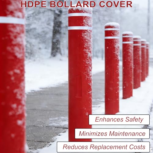 OrangeStar Bollard Cover 5" x 46" Red with 2 Reflective Collars - color: Red, size: 5"x46"