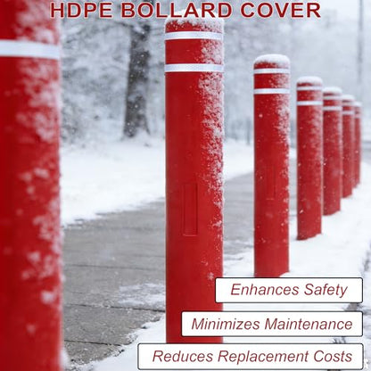 OrangeStar Bollard Cover 5" x 46" Red with 2 Reflective Collars - color: Red, size: 5"x46"