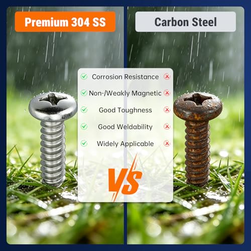 #10 x 1-1/2" (100 Pack) Stainless Steel Phillips Pan Head Wood Screws, Stainless Steel 304 (18-8), Pan Head Sheet Metal Screws Self Tapping for Wood - size: #10 x 1-1/2"