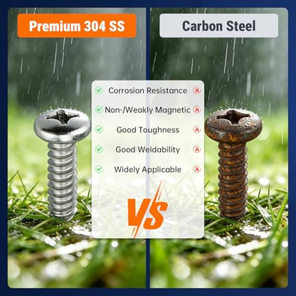 #10 x 1-1/2" (100 Pack) Stainless Steel Phillips Pan Head Wood Screws, Stainless Steel 304 (18-8), Pan Head Sheet Metal Screws Self Tapping for Wood - size: #10 x 1-1/2"
