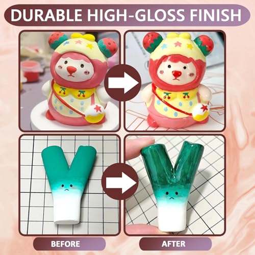 120ml Clear Varnish for Air Dry Clay, Gloss Finish Clear Glaze for Pottery , Ceramics, Oil Painting, Wood, Colourless Scratch Resistant Sealant Varnish (120x 1Pack) - style: varnish120x 1Pack