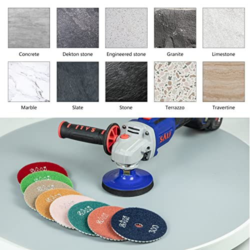 Sali 10 Pack Diamond Polishing Pads 4 Inch Wet Granite Stone Polish Pad Kit for Drill, Grinder, Polisher Polishing Pad for Concrete Marble Stone Countertop Quartz 30 Grit - style: Grit 30
