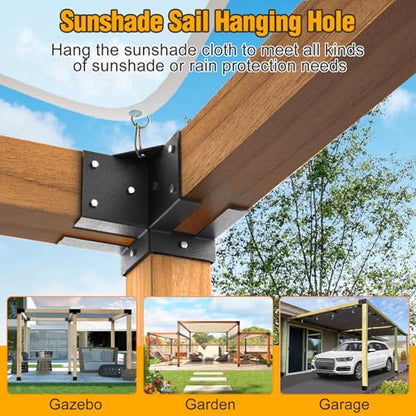 Eapele Pergola Kits with 3-Way & 4-Way Corner Brackets for 4"x 4" Lumber, Powder Coated Steel Made for Gazebos, Patio Pergolas, Log Cabin Outdoor Pergola Hardware - style: 4PC 3-Way & 2PC 4-Way Pergola Brackets