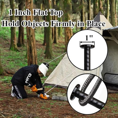 16 Inch Rebar Stakes 10 Pack Heavy Duty Ground Anchors 1/2 Inch Diameter Galvanized Steel Asphalt Anchoring Metal Spikes for Speed Bump, Parking Curb and Camping Tent - size: T-16"x1/2"-10pcs