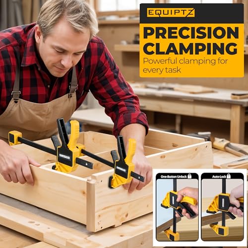 EQUIPTZ 12 inch Bar Clamps for Woodworking – 2 Pack Quick Grip Clamps Set with 150 lbs Force – Wood Clamps for Gluing, Carpentry, DIY, and Metalworking (12 inch Size, 2 Pack) - style: 12 inch Size, 2 Pack