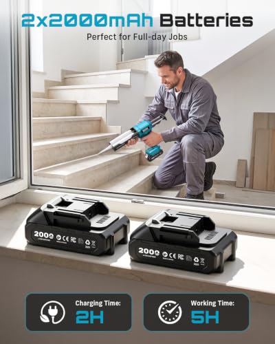 SEESII Electric Dual Cartridge Epoxy Gun 400ML (1:1) with 2 Batteries - color: Dark Navy Blue