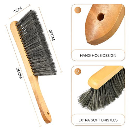 Patelai 2 Pcs Wooden Bench Brushes Fireplace Brush, Gray, Brown - color: Gray, Brown