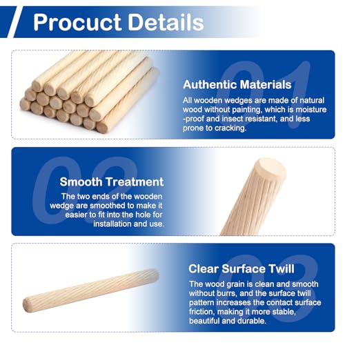 220Pcs Wooden Dowel Pin Assortment Kit, 9 Sizes(1/4", 5/16", 3/8") - size: Mix (6.35mm, 7.94mm, 9.53mm) - 9 Sizes