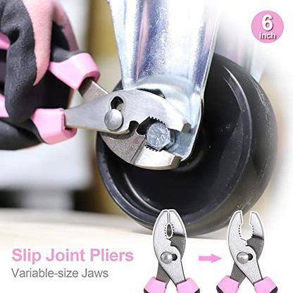FASTPRO 5-Piece Pink Pliers and Wrench Set with Storage Bag - color: Pink