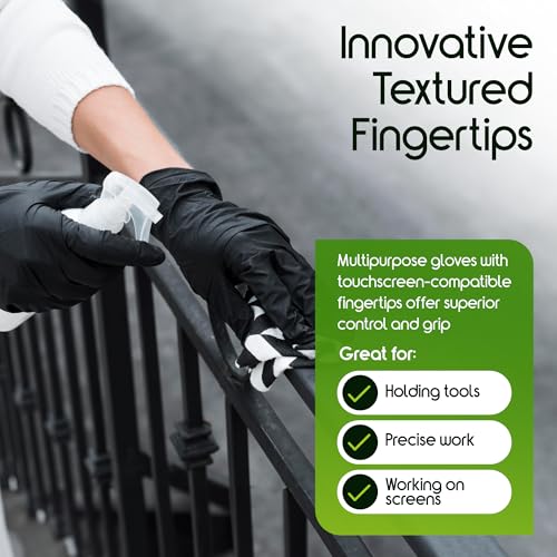 Inspire 6 or 8 Mil HEAVY DUTY Stretch Nitrile Black Gloves Disposable Latex Free - size: XX-Large