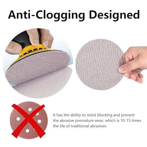 5 Inch Sanding Disc Hoop and Loop Mesh Abrasive Dust Free Anti-Blocking Net Sandpaper 30 Pieces 80 Grit Sanding Sheets for Drywall Sander,Auto Body, Wood, Metal - style: 80 Grit