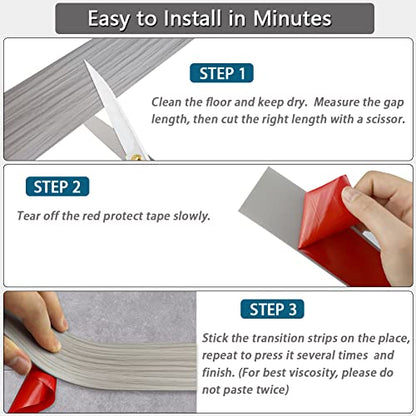 LSGCQ Vinyl Floor Transition Strip Self Adhesive 1.57" Wide, Wood Grain - color: Grey Wood Grain, size: 4cm, 3.28FT