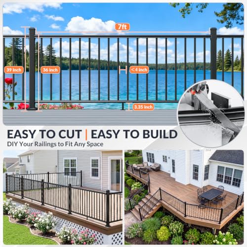 Egadis 1 Pack 36 in x 7 ft Modular Aluminum Porch and Deck Railing Kit - color: Level 7FT - 1Panel 1Post