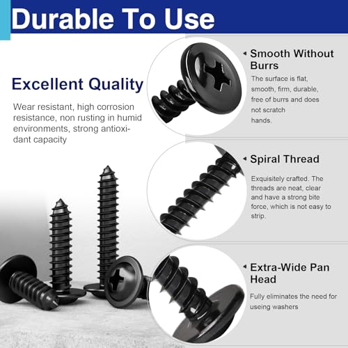 100PCS #8 x 2 Black Wood Screws, Truss Head, Self-Tapping - color: Black, size: 100PCS #8×2"