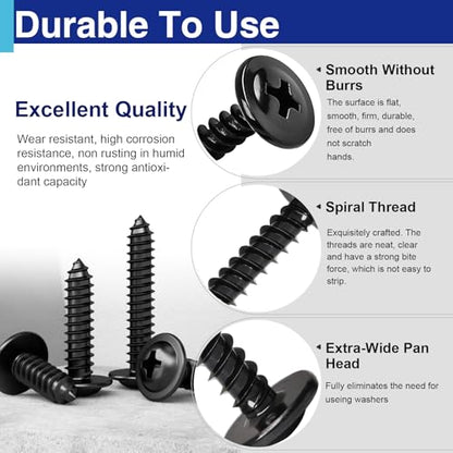 150PCS #8 x 1/2" Black Wood Screws, Truss Head, Self-Tapping - color: Black, size: 150PCS #8×1/2"