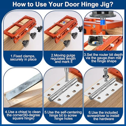 Adjustable Aluminum Alloy Door Hinge Positioning Jig, Door Hinge Template - color: Orange
