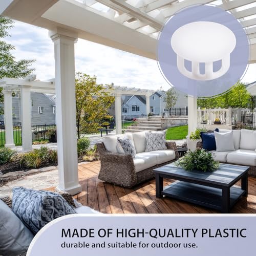 Novabright 100 Pcs 5/8" Plastic Plugs for Patio Cover Fence Deck, White