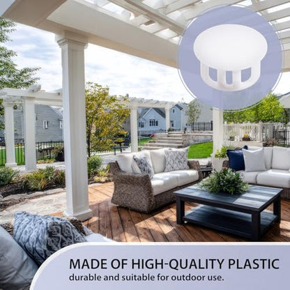 Novabright 100 Pcs 5/8" Plastic Plugs for Patio Cover Fence Deck, White