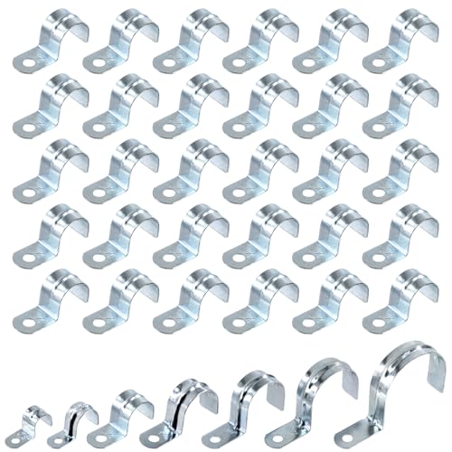 Swpeet 30Pcs 1"(25mm) Zinc Plated One Hole EMT Pipe Strap Kit, Pipe Straps U Bracket Tube Strap Pipe Clamp 1 Hole Snap On Pipe Strap Conduit Clamps Tension Clips for Fixing EMT Conduit Pipe - style: 1"-25mm