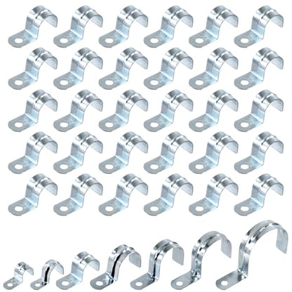 Swpeet 30Pcs 1"(25mm) Zinc Plated One Hole EMT Pipe Strap Kit, Pipe Straps U Bracket Tube Strap Pipe Clamp 1 Hole Snap On Pipe Strap Conduit Clamps Tension Clips for Fixing EMT Conduit Pipe - style: 1"-25mm