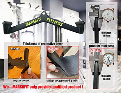 MARSAFIT Home Gym Fitness Rowing T-bar V-bar Pulley Cable Machine Attachment, Bicep Curl Tricep LAT pulldown Bar Back Strength Training Handle Grips LAT Pull Down Bar for Seat Row Workout - style: BTBAR 1904