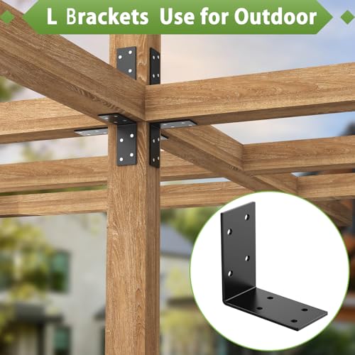 3x3 Inch Black L Shape Wall & Furniture Support Brackets - color: Black