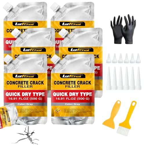 Concrete Crack Filler, Cement Crack Filler, Waterproof Repair Sealant, Quick-Drying Sealing Adhesive–Self-Leveling, Multipurpose, Durable Filler for Driveway, Sidewalk & Crack Repair (6 Pack - 6.6LB) - style: 6 Pack - 6.6LB