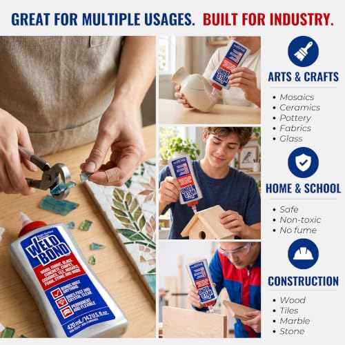 Weldbond Multi-Surface Glue Non-Toxic for Mosaic Wood Craft 14.2oz (4 Pack) - size: 4-pack