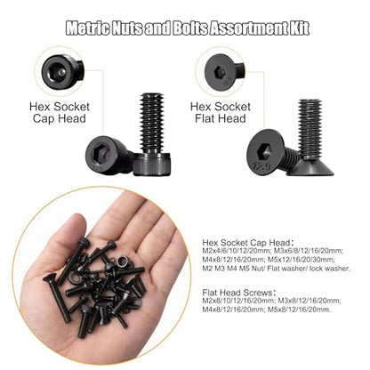 ZTF 4005pcs Metric Screw Assortment, M2 M3 M4 M5 Assorted Screws - size: Flat+Cap Head